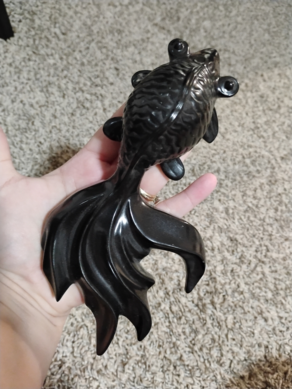 Handmade Black Resin Fish Decor – Unique Ocean Art - Picture 3 of 4